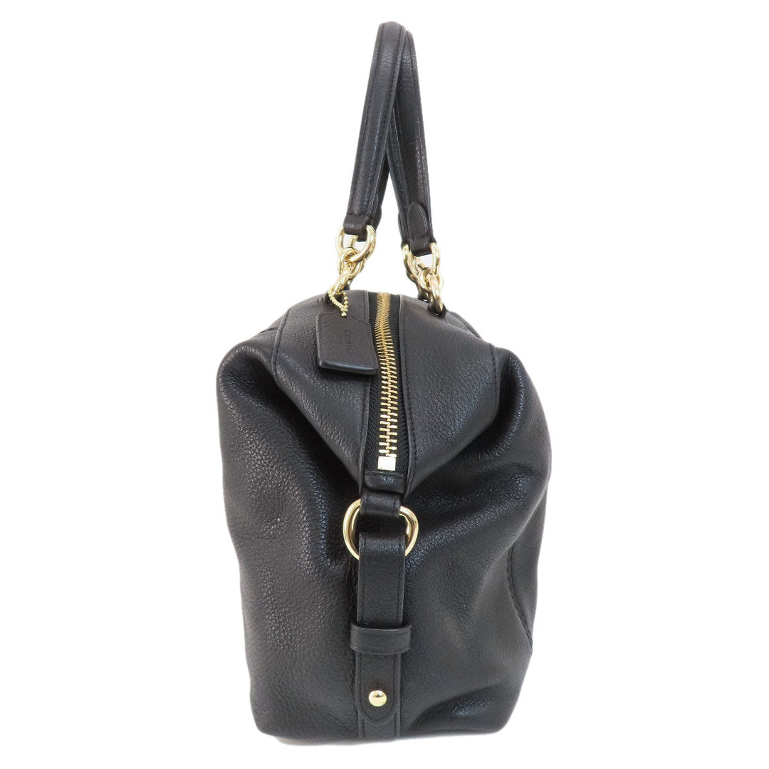 COACH Handbag F59325 leather black logo 2WAY Women Used Authentic