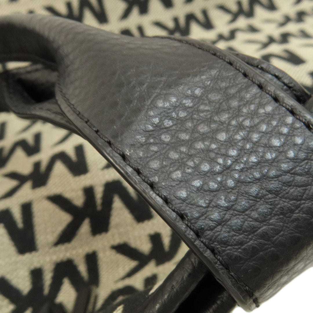 MICHAEL KORS Tote Bag canvas black MK signature Women Used Authentic