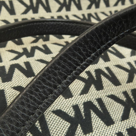 MICHAEL KORS Tote Bag canvas black MK signature Women Used Authentic
