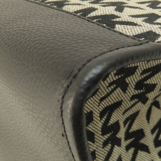 MICHAEL KORS Tote Bag canvas black MK signature Women Used Authentic