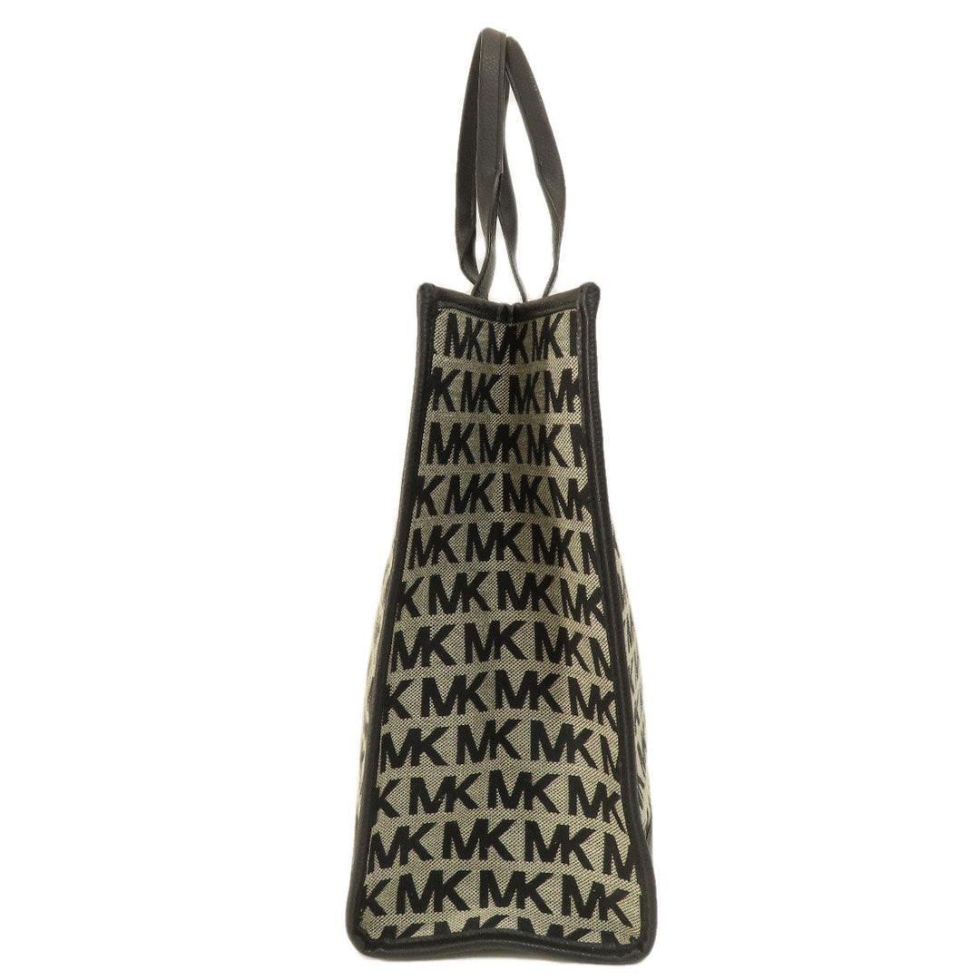 MICHAEL KORS Tote Bag canvas black MK signature Women Used Authentic