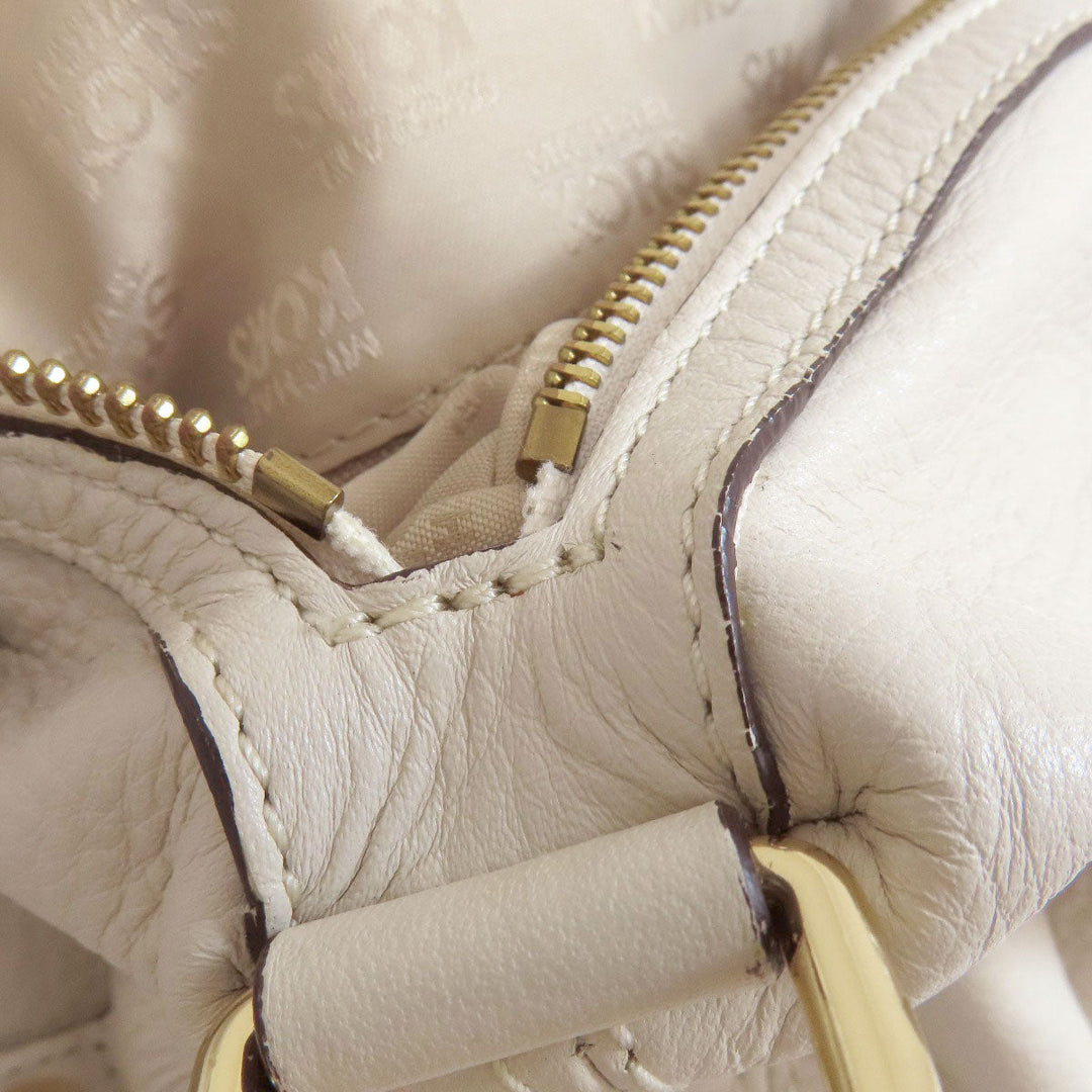 MICHAEL KORS Handbag leather white logo 2WAY Women Used Authentic