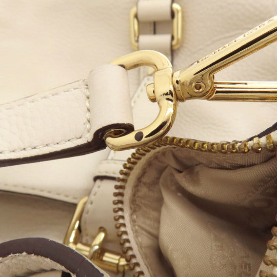 MICHAEL KORS Handbag leather white logo 2WAY Women Used Authentic