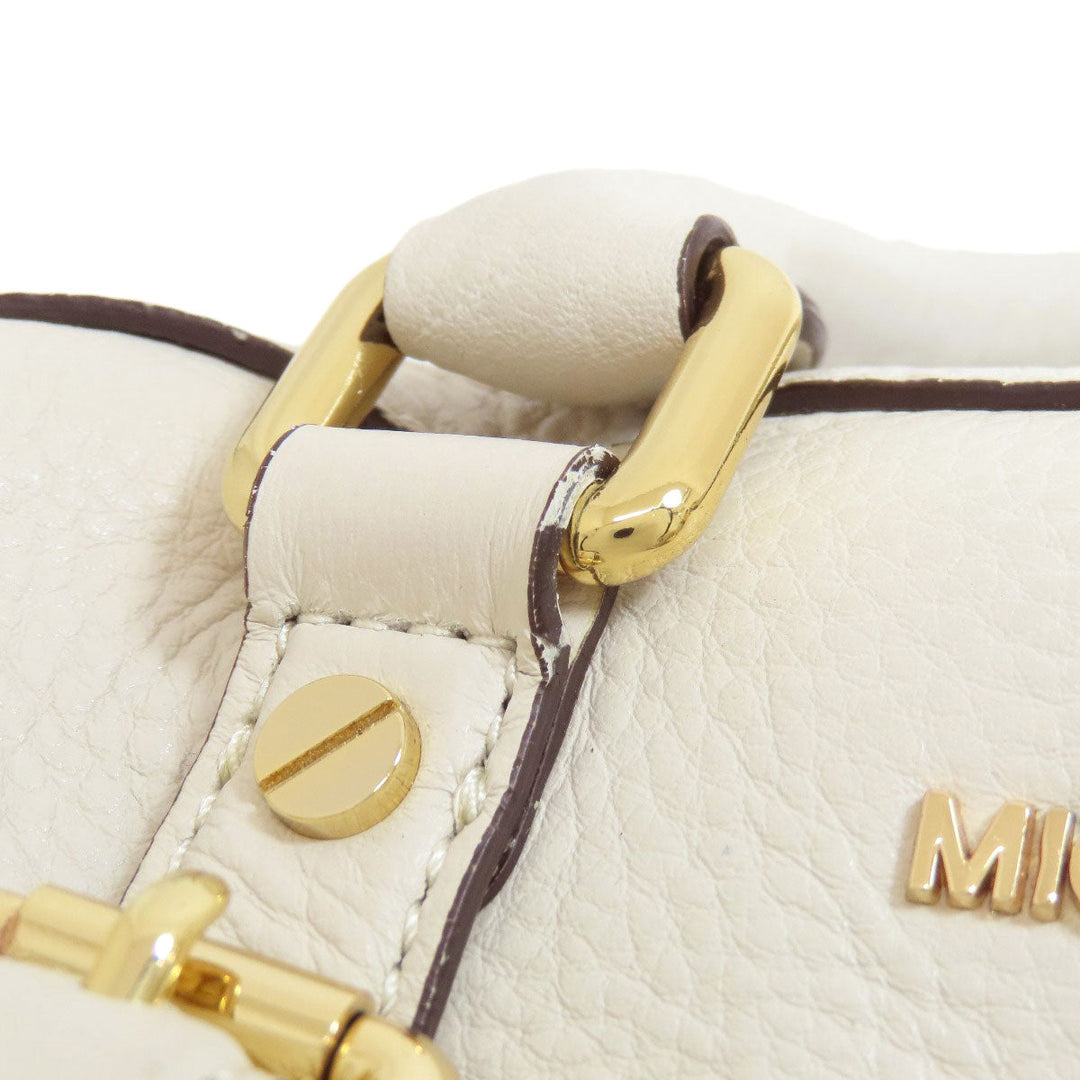 MICHAEL KORS Handbag leather white logo 2WAY Women Used Authentic