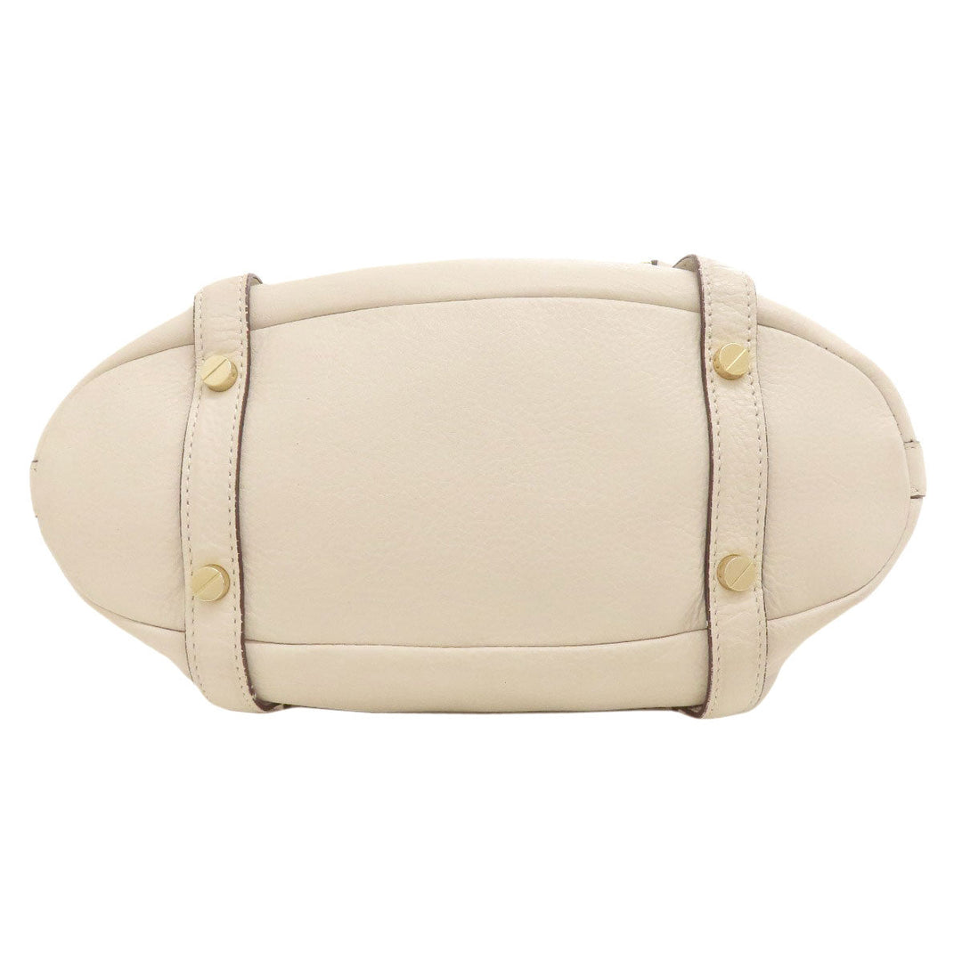 MICHAEL KORS Handbag leather white logo 2WAY Women Used Authentic