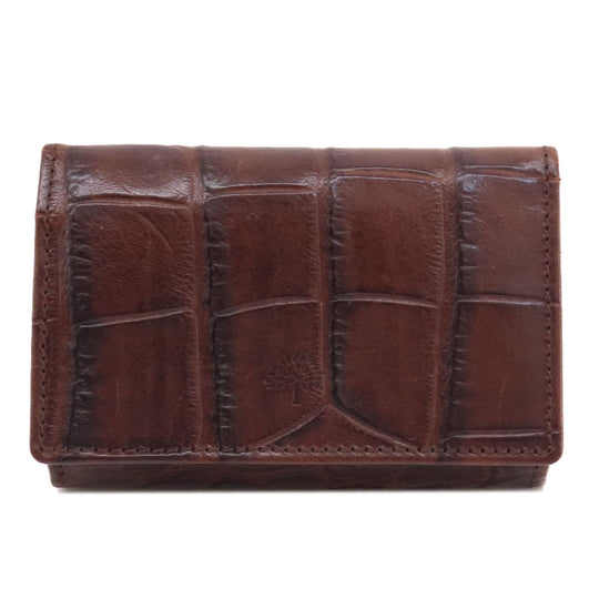 MULBERRY Coin case leather Brown Mini wallet embossed Women(Unisex) Used Authentic