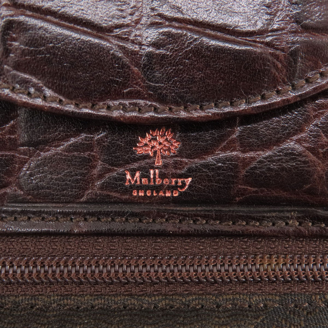 MULBERRY Coin case leather Brown Mini wallet embossed Women(Unisex) Used Authentic