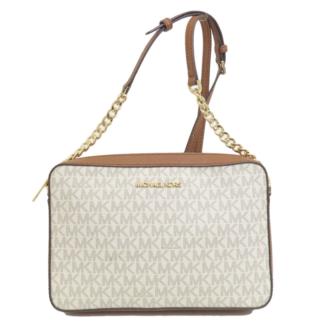 MICHAEL KORS Shoulder Bag PVC white MK signature Women Used Authentic