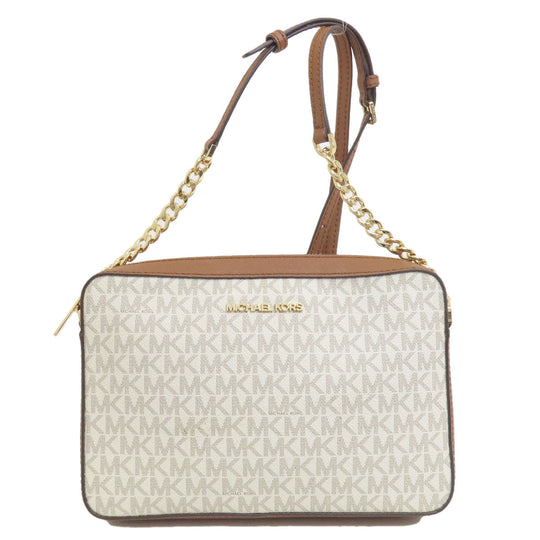 MICHAEL KORS Shoulder Bag PVC white MK signature Women Used Authentic