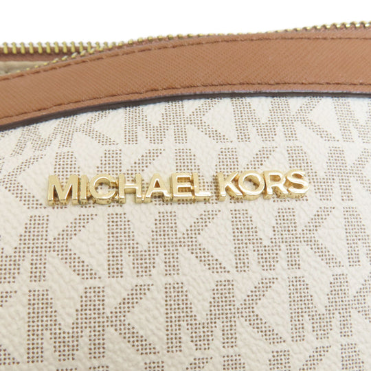 MICHAEL KORS Shoulder Bag PVC white MK signature Women Used Authentic