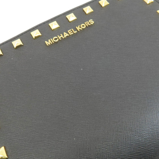 MICHAEL KORS Shoulder Bag leather black Long Shoulder Studs Women Used Authentic