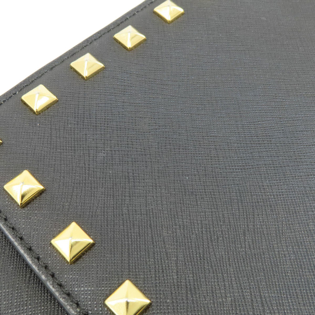 MICHAEL KORS Shoulder Bag leather black Long Shoulder Studs Women Used Authentic