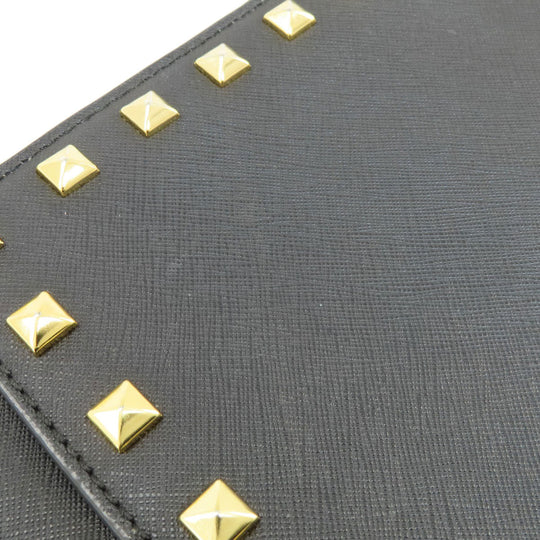 MICHAEL KORS Shoulder Bag leather black Long Shoulder Studs Women Used Authentic