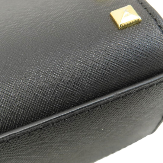MICHAEL KORS Shoulder Bag leather black Long Shoulder Studs Women Used Authentic