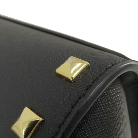 MICHAEL KORS Shoulder Bag leather black Long Shoulder Studs Women Used Authentic