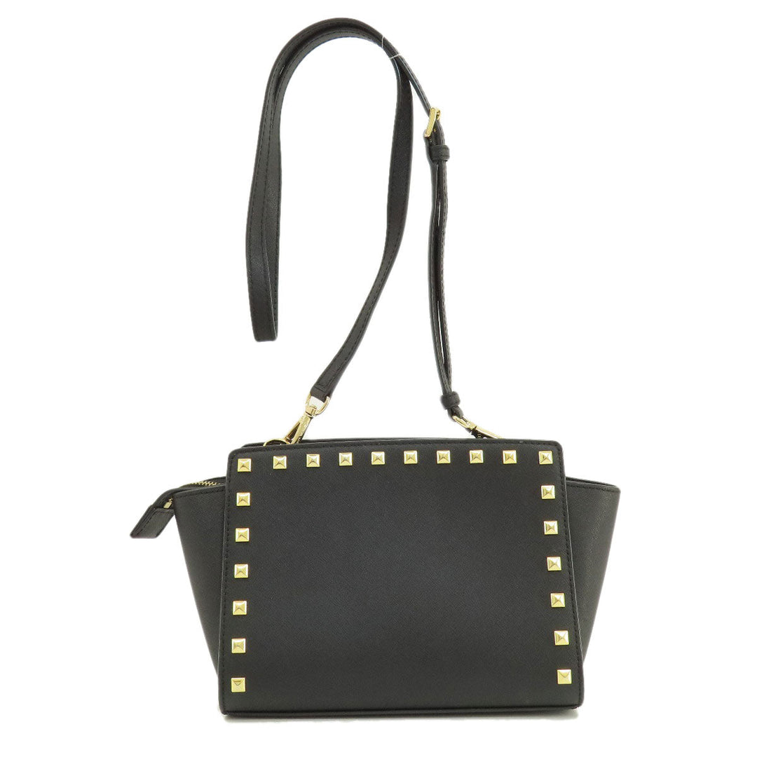 MICHAEL KORS Shoulder Bag leather black Long Shoulder Studs Women Used Authentic