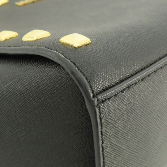 MICHAEL KORS Shoulder Bag leather black Long Shoulder Studs Women Used Authentic