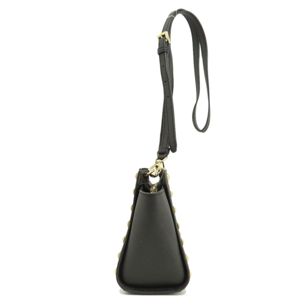 MICHAEL KORS Shoulder Bag leather black Long Shoulder Studs Women Used Authentic