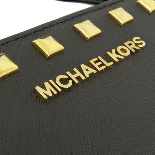 MICHAEL KORS Shoulder Bag leather black Long Shoulder Studs Women Used Authentic