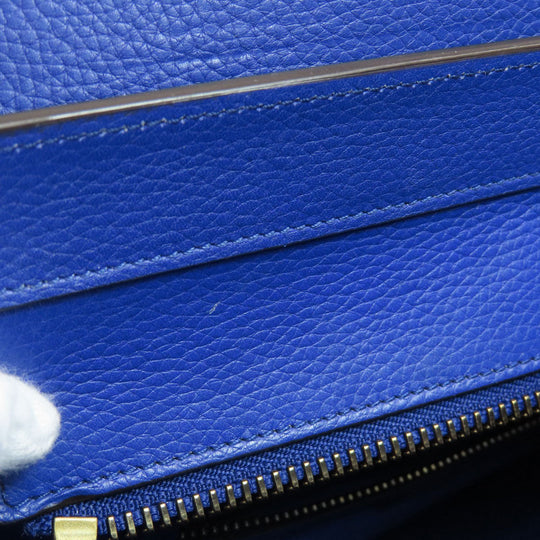 CELINE Tote Bag leather blue Luggage mini Women Used Authentic