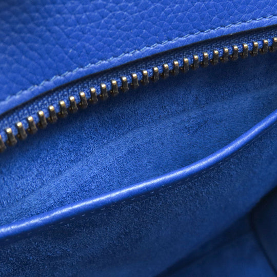 CELINE Tote Bag leather blue Luggage mini Women Used Authentic