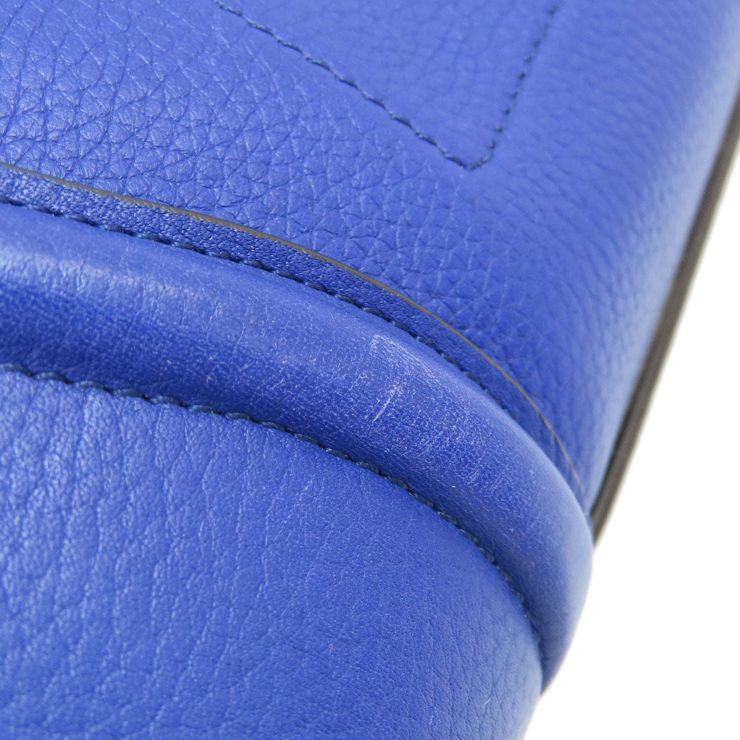 CELINE Tote Bag leather blue Luggage mini Women Used Authentic