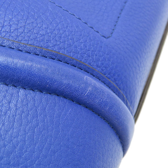 CELINE Tote Bag leather blue Luggage mini Women Used Authentic