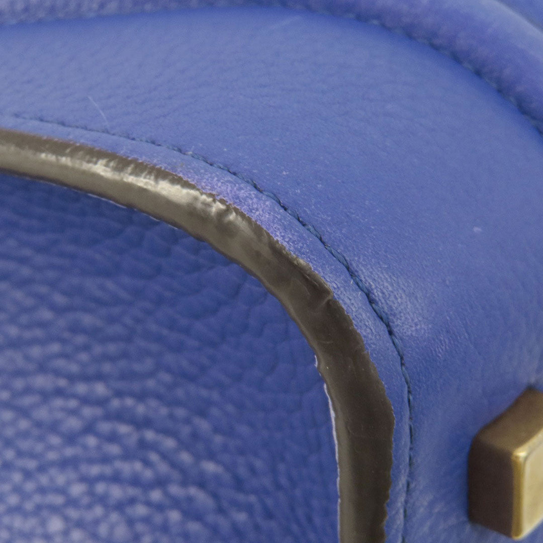 CELINE Tote Bag leather blue Luggage mini Women Used Authentic