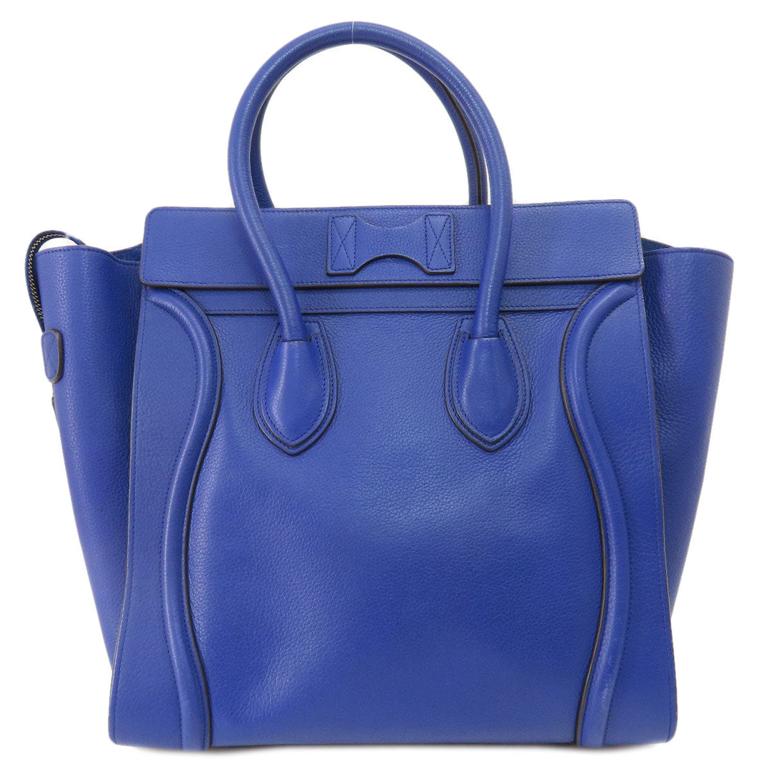 CELINE Tote Bag leather blue Luggage mini Women Used Authentic