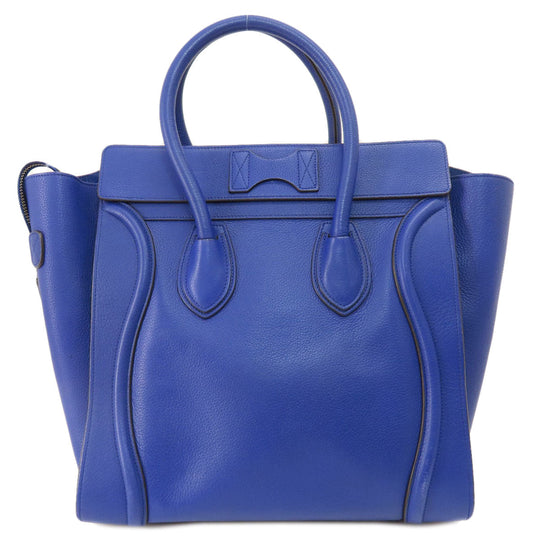 CELINE Tote Bag leather blue Luggage mini Women Used Authentic
