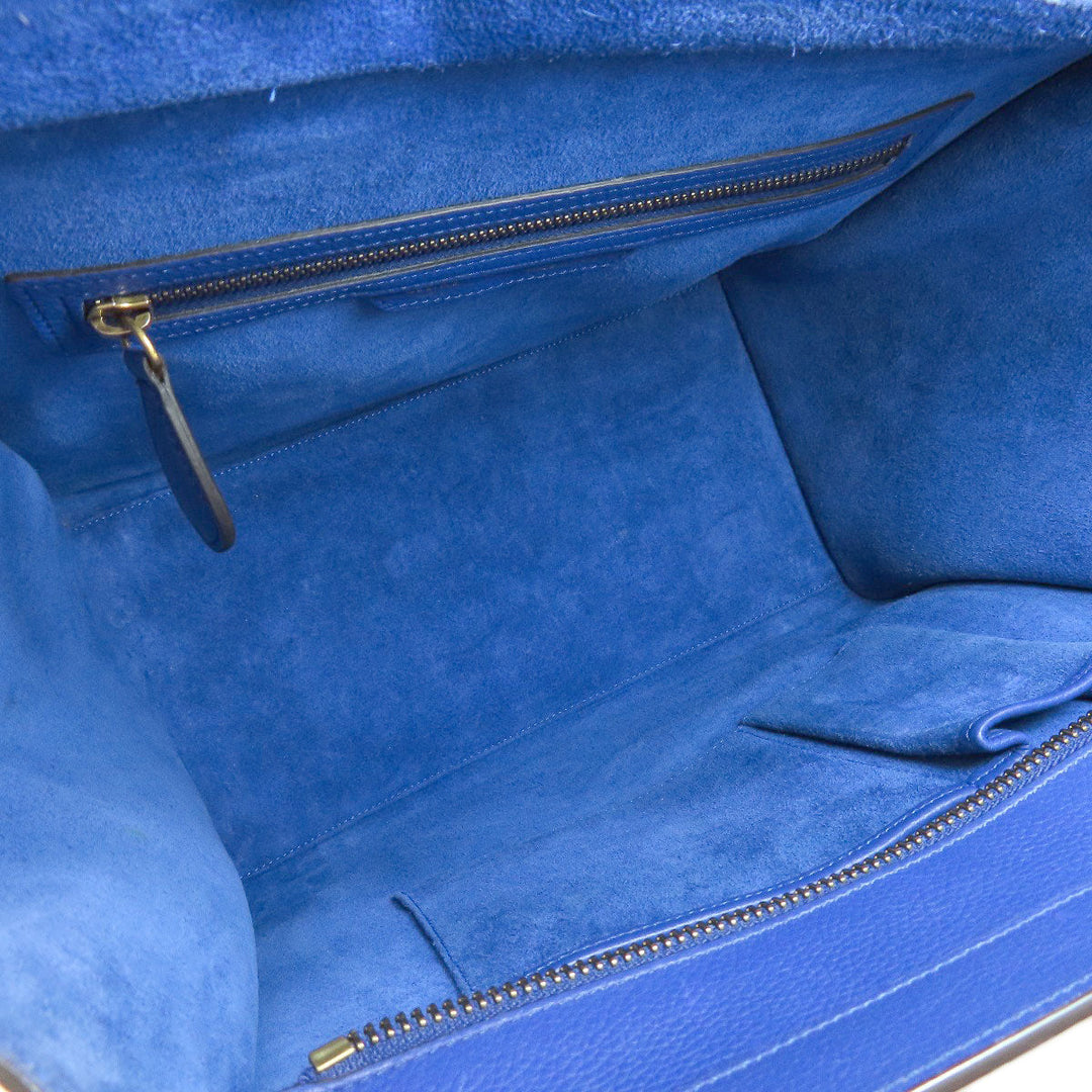 CELINE Tote Bag leather blue Luggage mini Women Used Authentic
