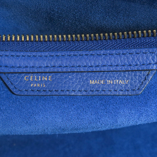 CELINE Tote Bag leather blue Luggage mini Women Used Authentic