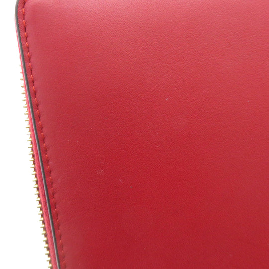 GUCCI Long Wallet Purse 453158 Calfskin Red Bamboo Women Used Authentic