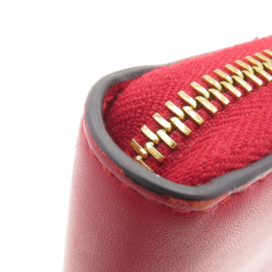 GUCCI Long Wallet Purse 453158 Calfskin Red Bamboo Women Used Authentic