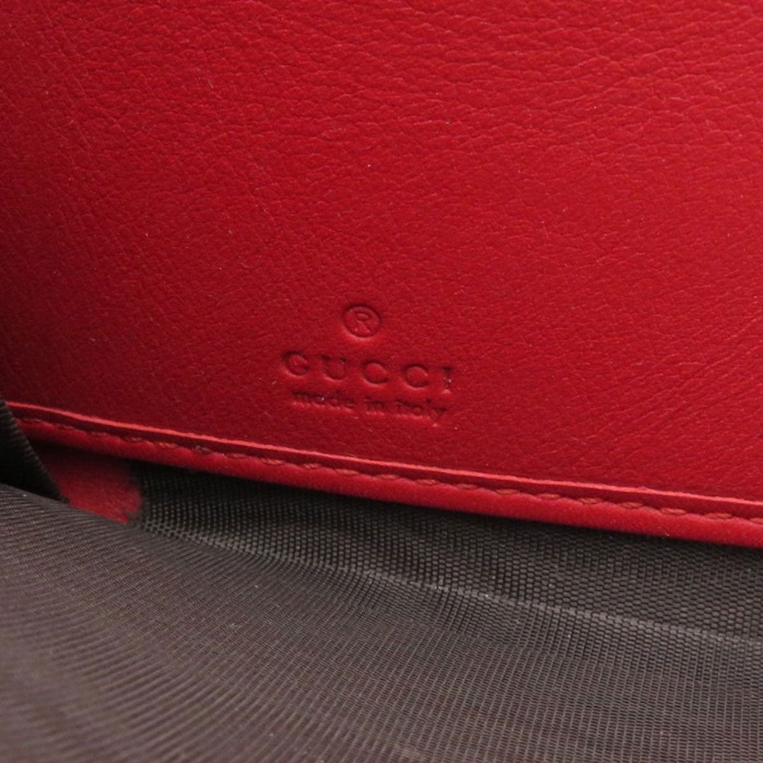 GUCCI Long Wallet Purse 453158 Calfskin Red Bamboo Women Used Authentic