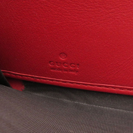 GUCCI Long Wallet Purse 453158 Calfskin Red Bamboo Women Used Authentic