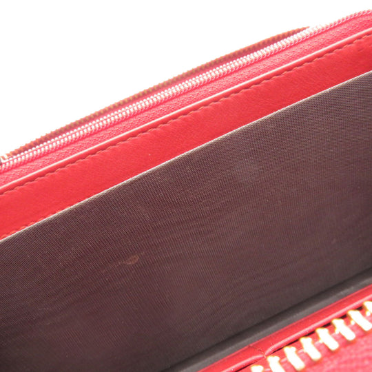 GUCCI Long Wallet Purse 453158 Calfskin Red Bamboo Women Used Authentic