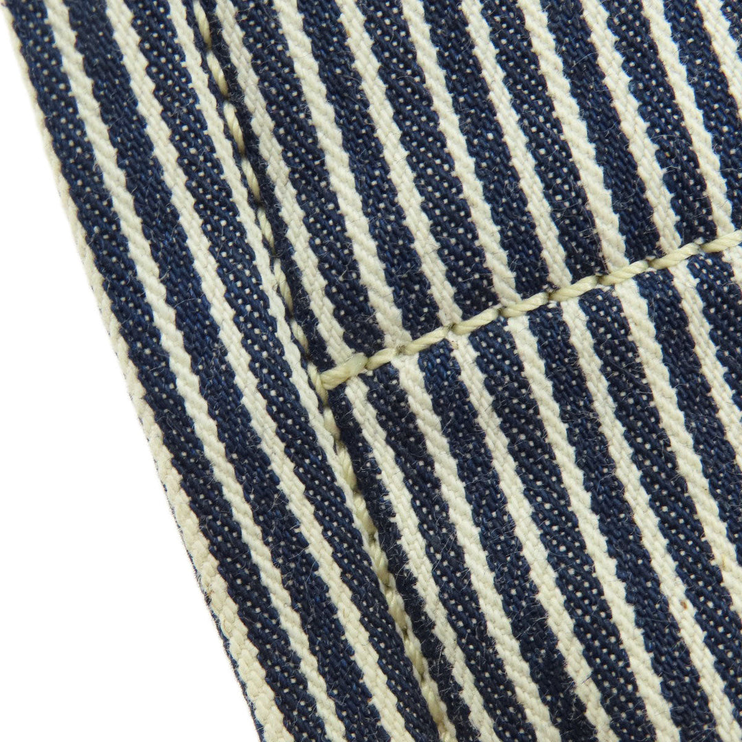 CELINE Shoulder Bag canvas blue Square Hippo Stripe Women Used Authentic