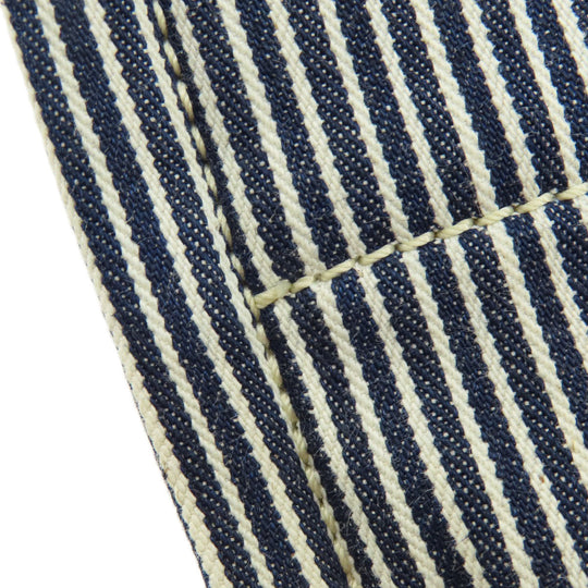 CELINE Shoulder Bag canvas blue Square Hippo Stripe Women Used Authentic