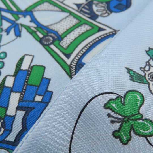 HERMES scarf silk blue Twilly Women Used Authentic