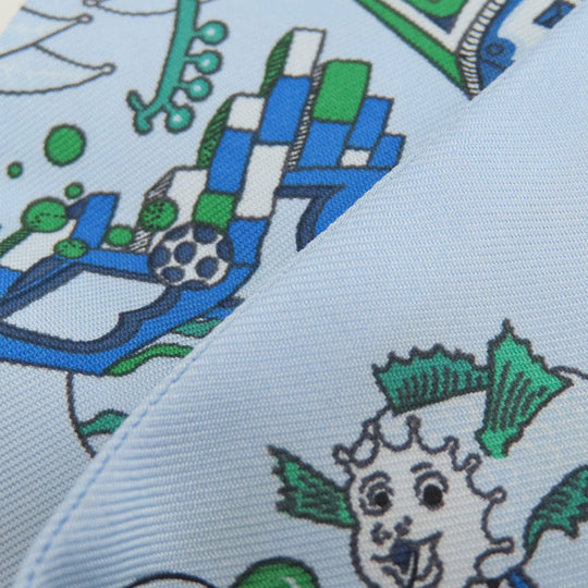 HERMES scarf silk blue Twilly Women Used Authentic