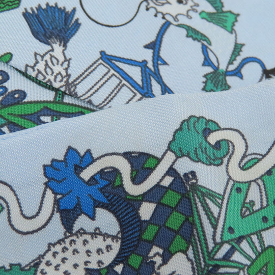 HERMES scarf silk blue Twilly Women Used Authentic