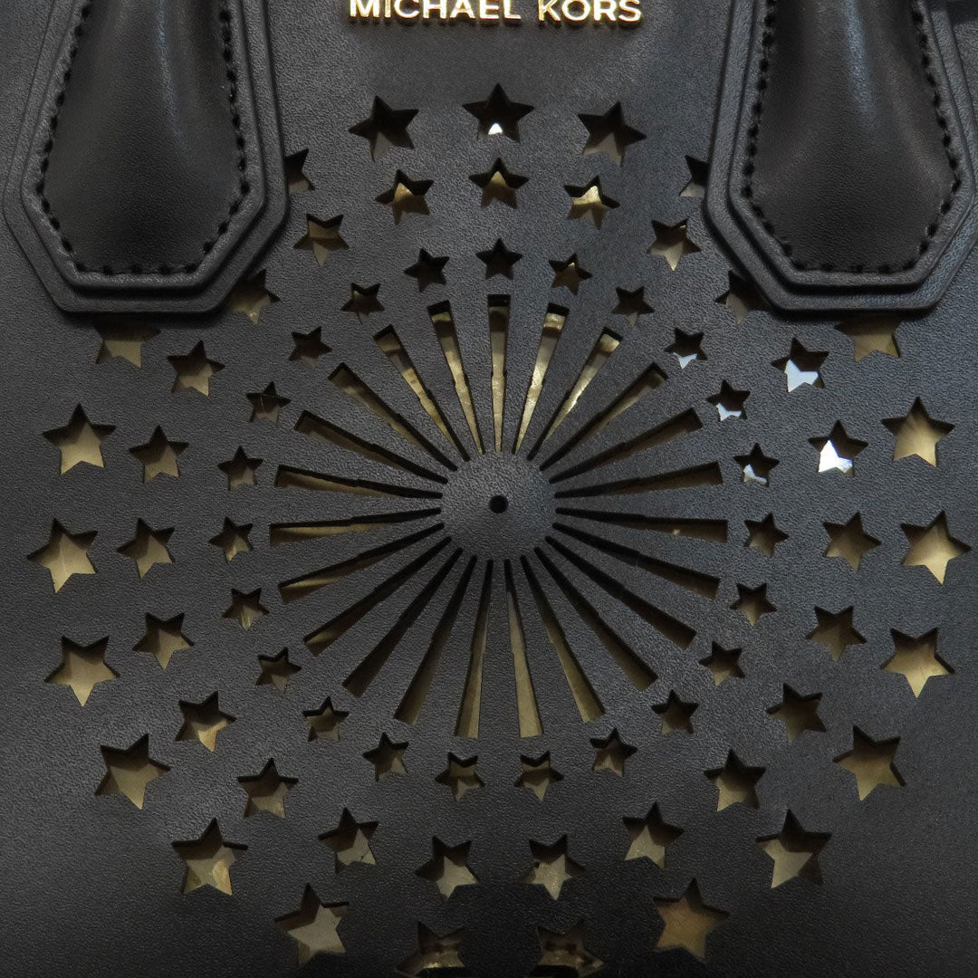 MICHAEL KORS Handbag leather black Fireworks motif 2WAY Women Used Authentic
