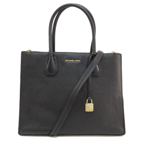 MICHAEL KORS Handbag leather black logo 2WAY Women Used Authentic