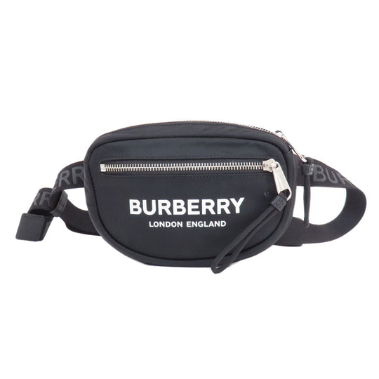 BURBERRY Hip bag Nylon black logo Women Used Authentic