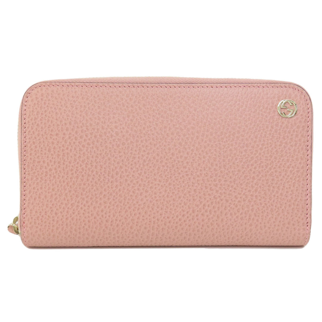 GUCCI Long Wallet Purse 449347 leather pink Interlocking G outlet Women Used Authentic