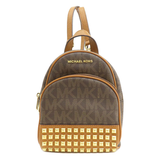 MICHAEL KORS Backpack PVC Brown MK signature Women Used Authentic