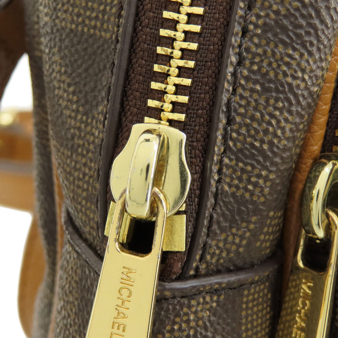 MICHAEL KORS Backpack PVC Brown MK signature Women Used Authentic