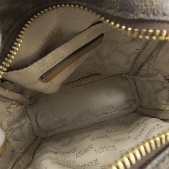 MICHAEL KORS Backpack PVC Brown MK signature Women Used Authentic