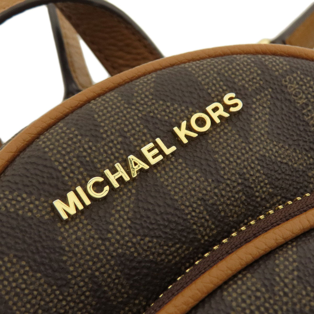 MICHAEL KORS Backpack PVC Brown MK signature Women Used Authentic